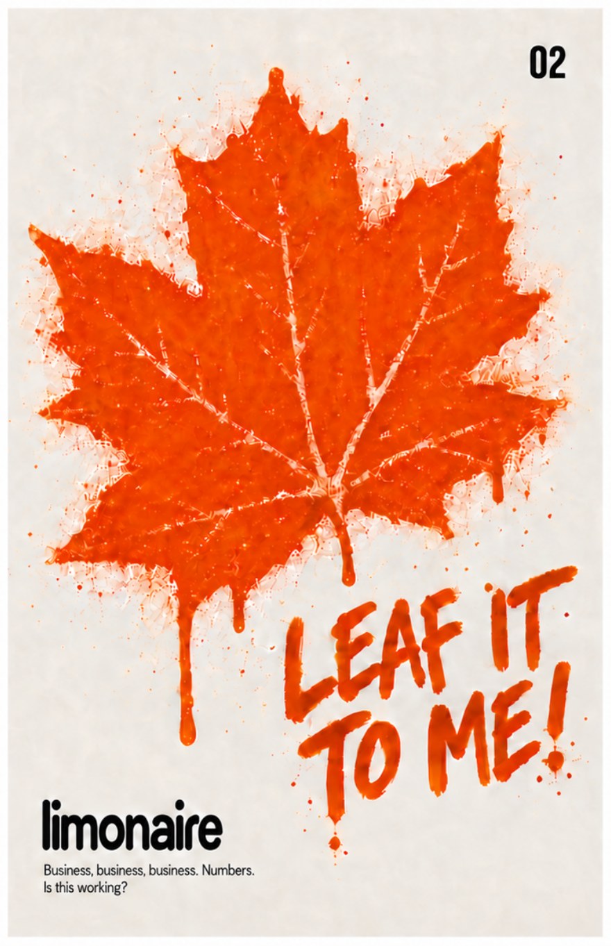 Copertina originale limonaire 02: Leaf It to Me!, foglia arancione e lettering a pennello